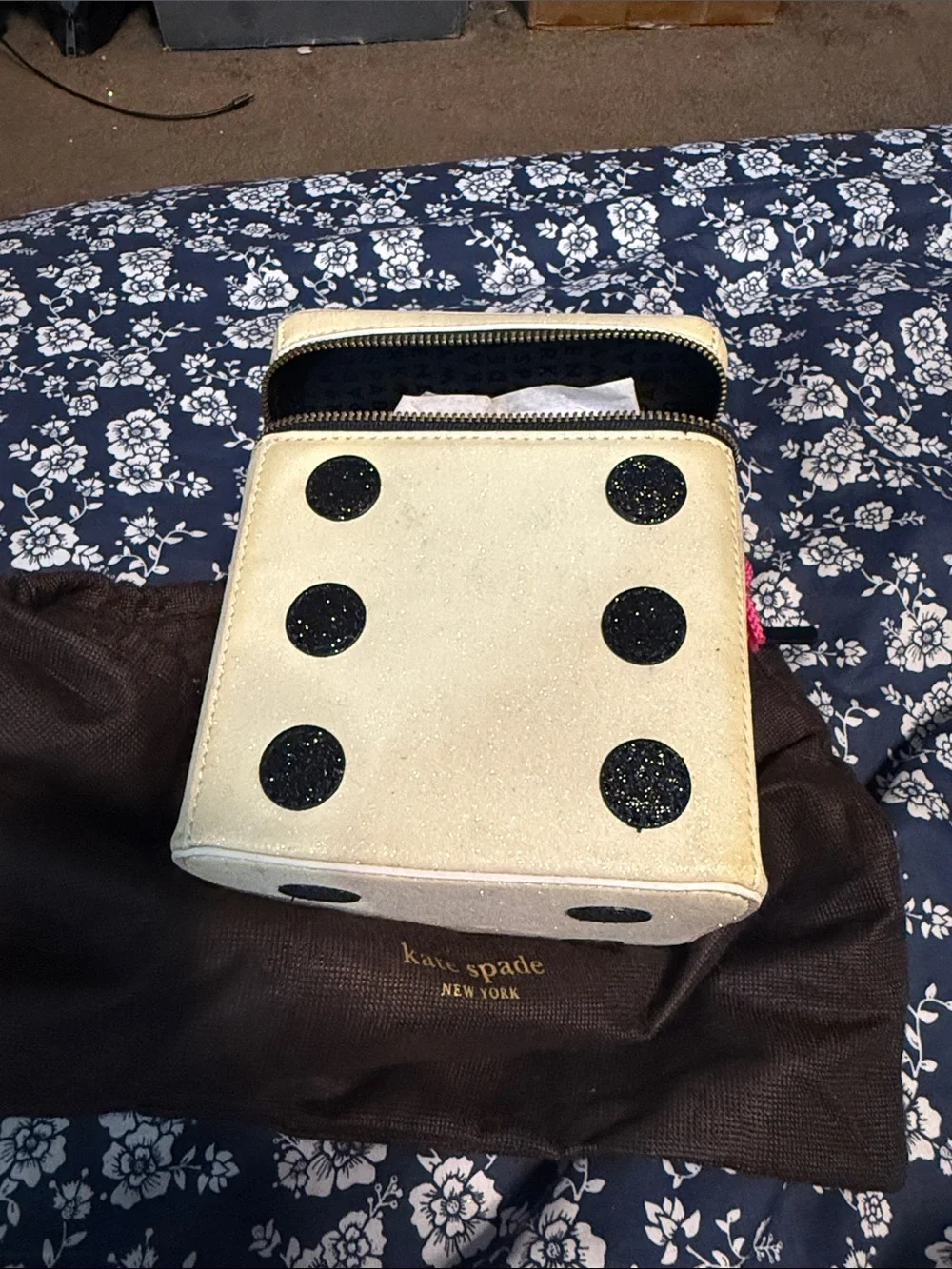 kate spade Cream Cube Wristlet with Black Accents